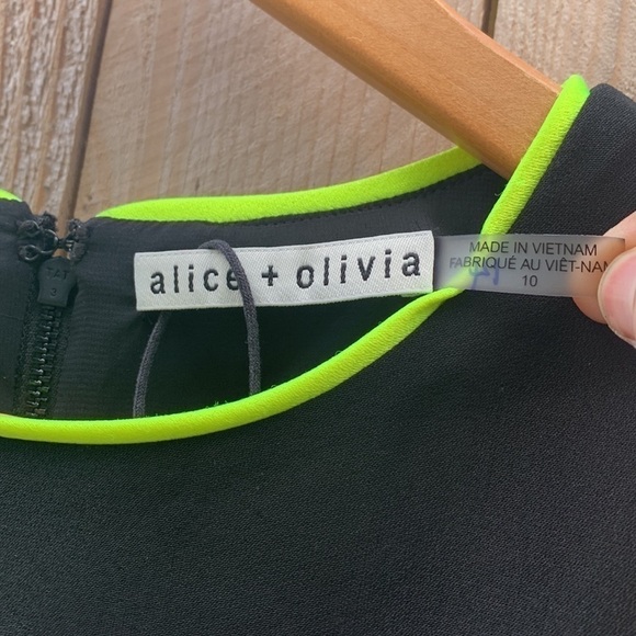 Alice + Olivia Colin Neon Trim Sleeveless Mini Dress size 10 - Picture 5 of 9